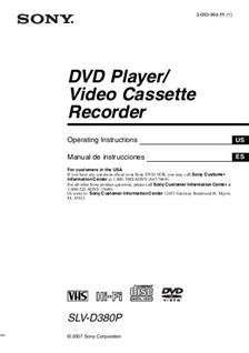 Sony SLV D380P manual. Camera Instructions.